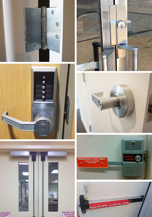 collage of commercial-grade hardware, locks, and more